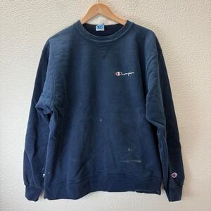 Champion Navy Blue Athletic Sweatshirt Mens XL Authentic Made USA Distressed